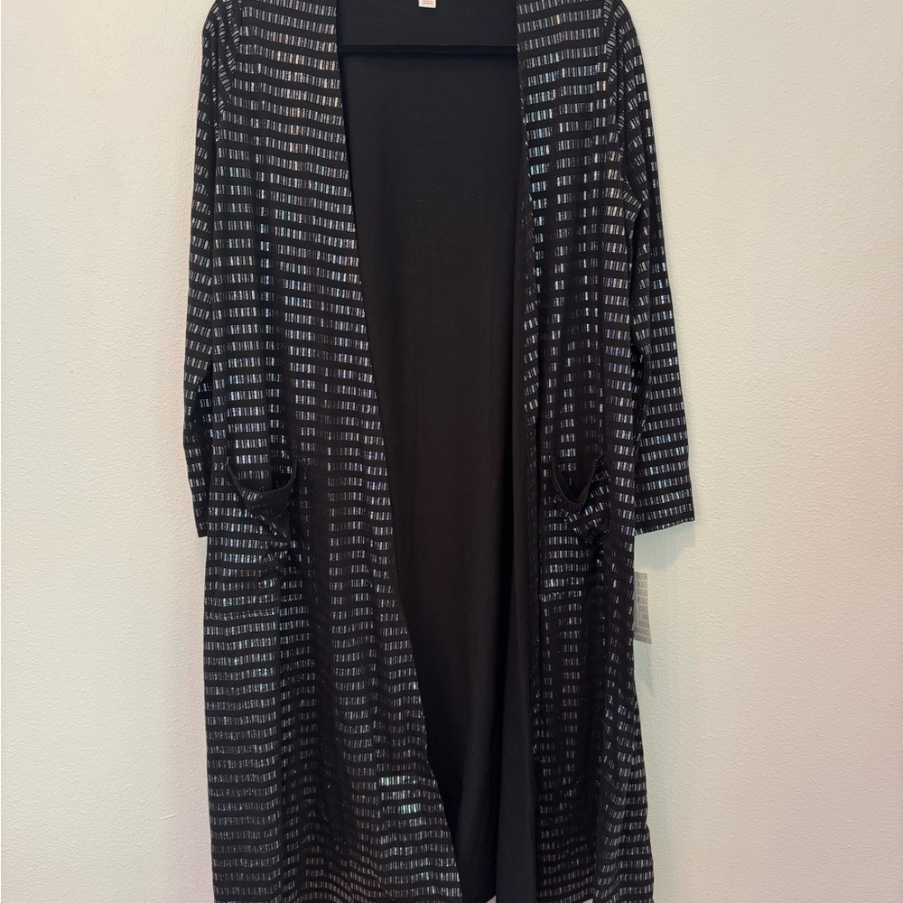 Brand New LuLaRoe Size M Black and Silver Sarah Cardigan